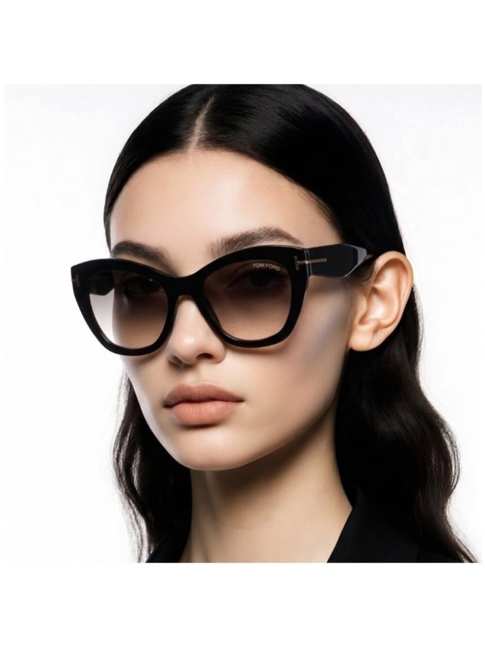 Tom Ford TF940 Black Cat-Eye Sunglasses 01B New